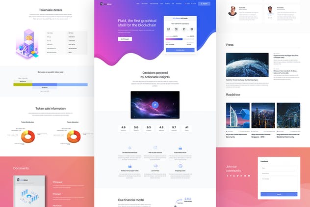 区块链/加密货币/比特币概念插画创意着陆页UI模板合集 Blockchain, Crypto & Bitcoin Landing Page Pack插图(3)