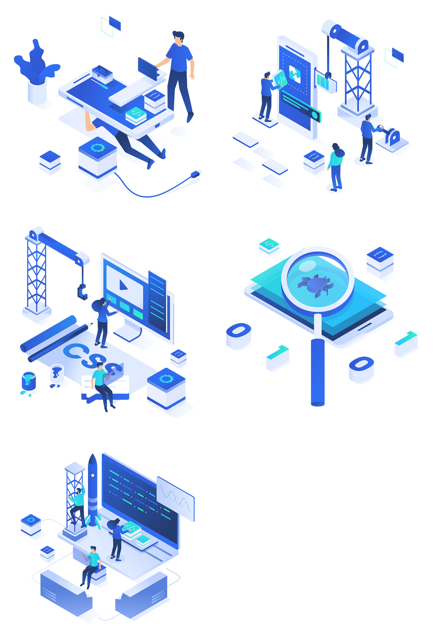 5 张移动应用与网络开发插画