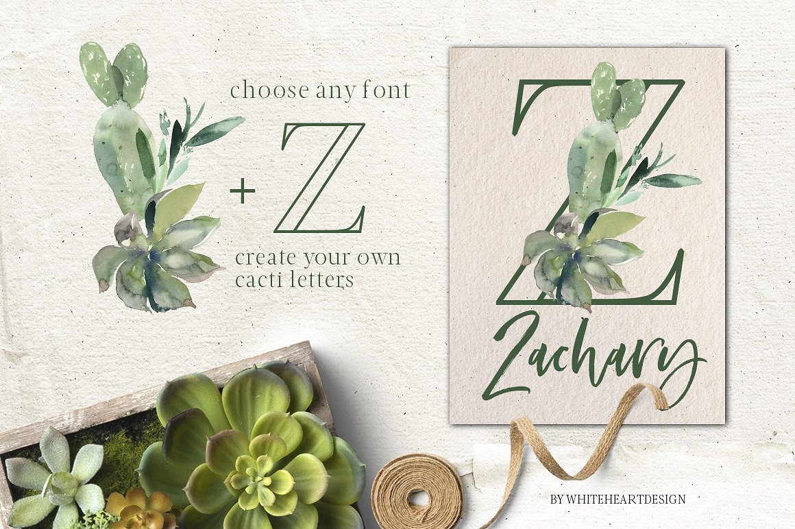 仙人掌水彩剪贴画 Cacti Watercolor Cactuses Clipart插图(7)