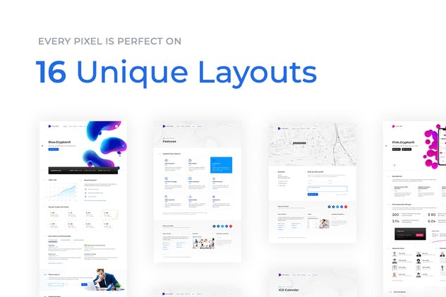 加密货币金融网站设计Sketch模板 Cryptonit – Finance Sketch Template插图(1)