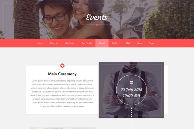 婚礼婚庆策划网站爱情日记网站设计PSD模板 Love Ceremony – Wedding PSD Template插图(6)