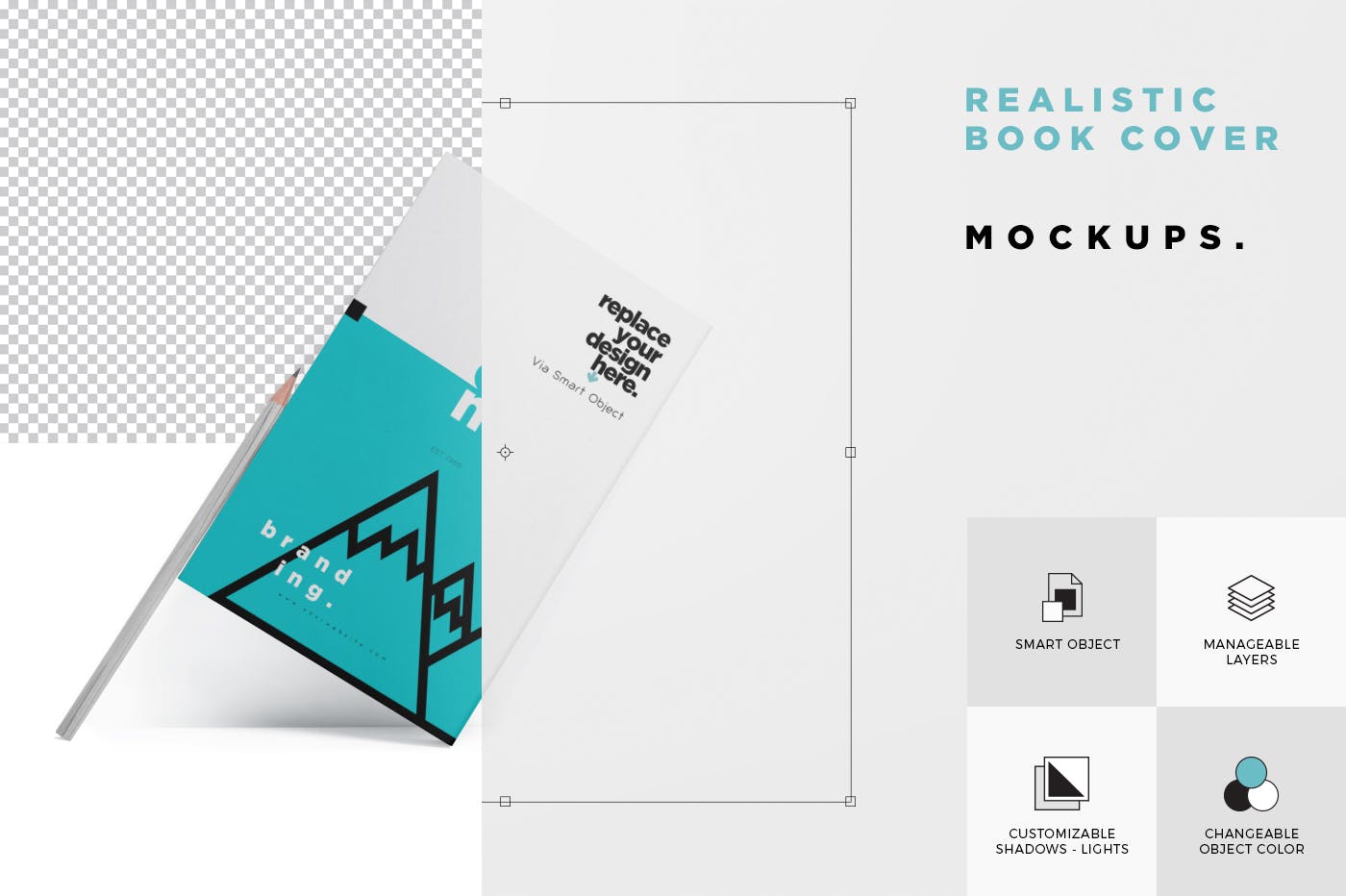 定制图书记事本封面设计预览样机 Realistic Book Cover Mockups插图(5)