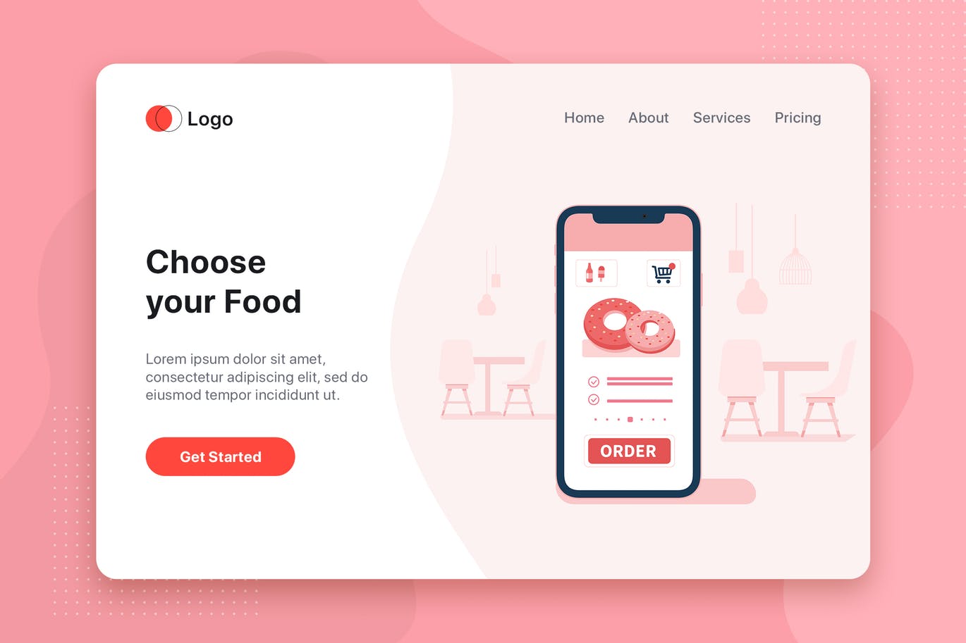 网上订餐餐厅预约订位扁平设计风格素材库精选概念插画v2 Food Ordering flat illustration concept插图