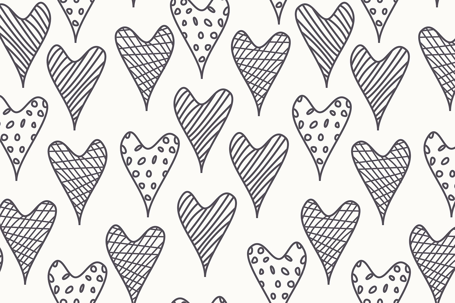 心形无缝纹理集 Hearts Seamless Patterns Set插图(4)