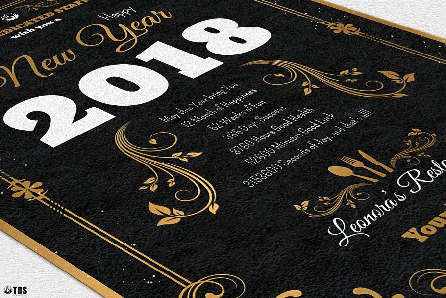 新年主题传单+新年宴会菜单模板 New Year Menu PSD V1插图(10)