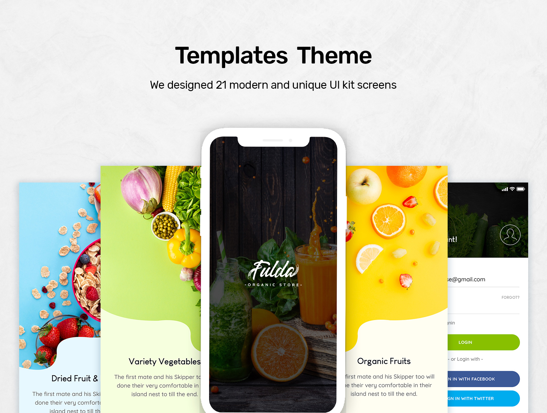 素材库下午茶:有机水果蔬菜商店APP应用UI设计素材库精选套件插图(4)