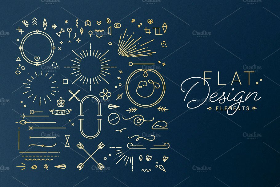 复古风格的平面设计装饰元素 Flat Design Elements插图