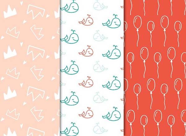 国外流行手绘儿童无缝图案插图(11)