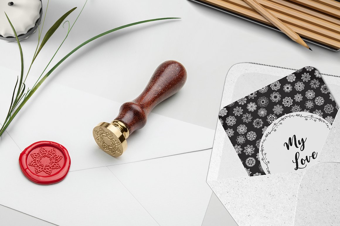 漂亮的手绘花卉植物剪贴画背景纹理素材插图(3)