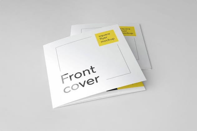 简约三折页方形传单样机 Tri-Fold Square Flyer Mockup插图(4)