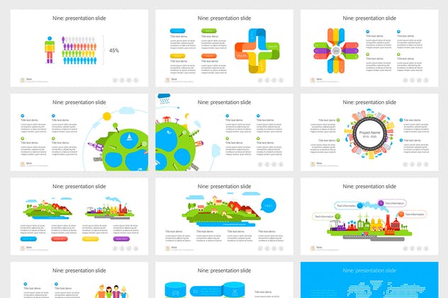 数据类信息图表通用幻灯片演示模板合集 Nine – Multipurpose PowerPoint Template插图(9)