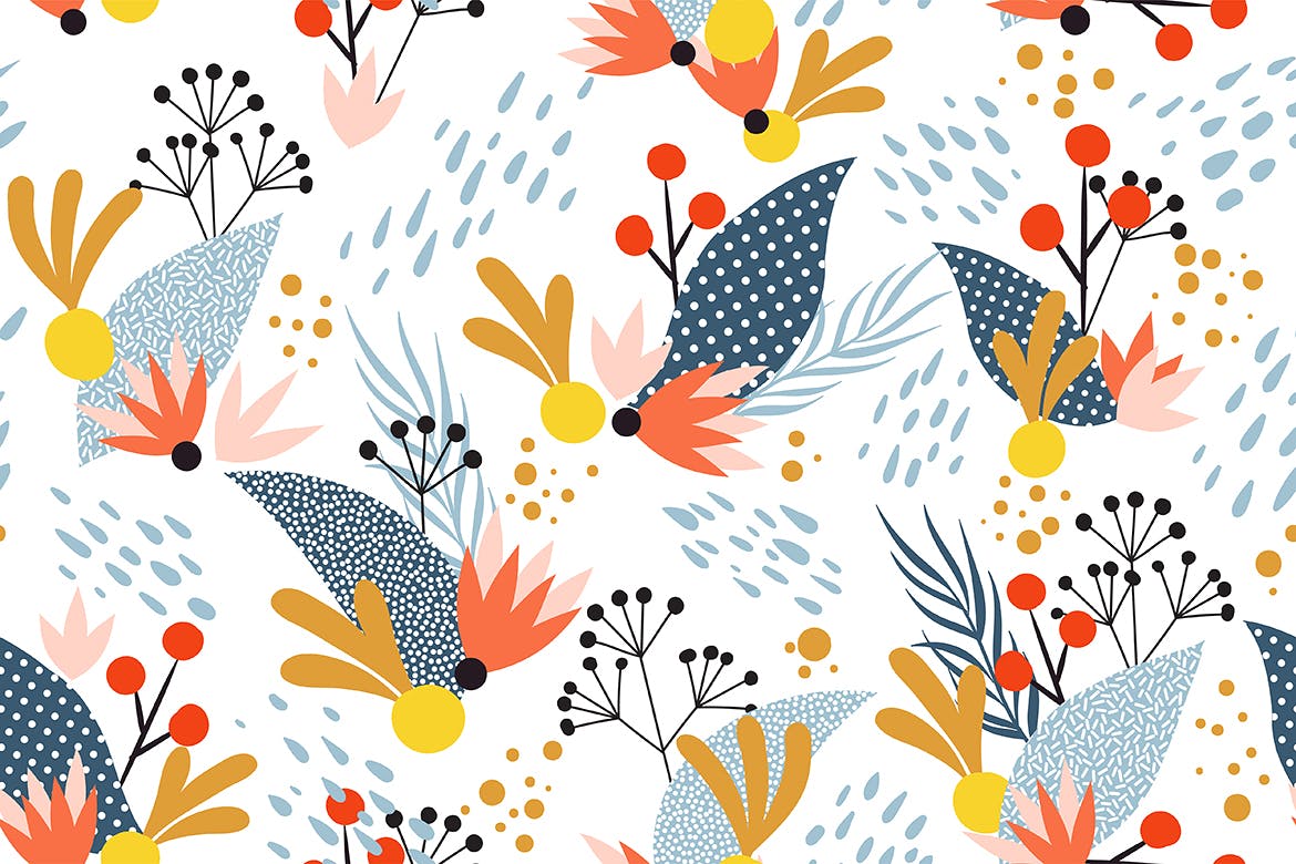 时尚新孟菲斯风格的无缝背景纹理底纹插图(1)