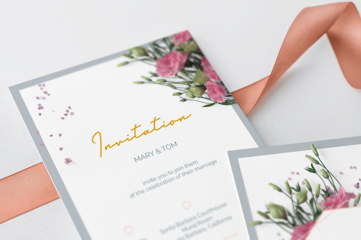 花卉装饰艺术风格婚礼邀请设计套件 Wedding Invitation Set插图(10)