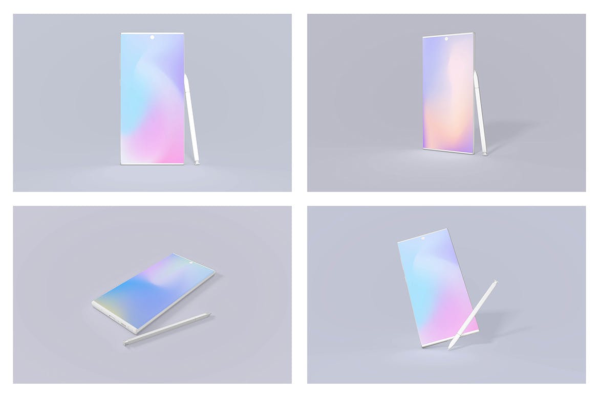 三星智能手机Note 10素材库精选样机模板 Samsung Note 10 Android Mockup Bundle插图(1)