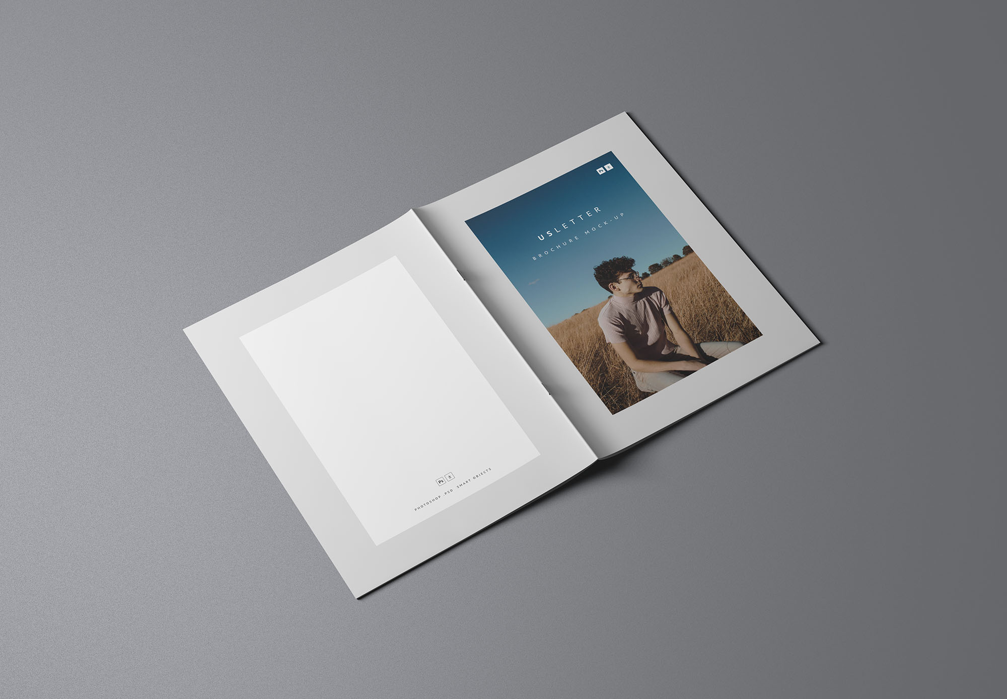 美国信纸尺寸企业宣传单印刷效果图样机PSD模板 US Letter PSD Brochure Mockup插图(3)