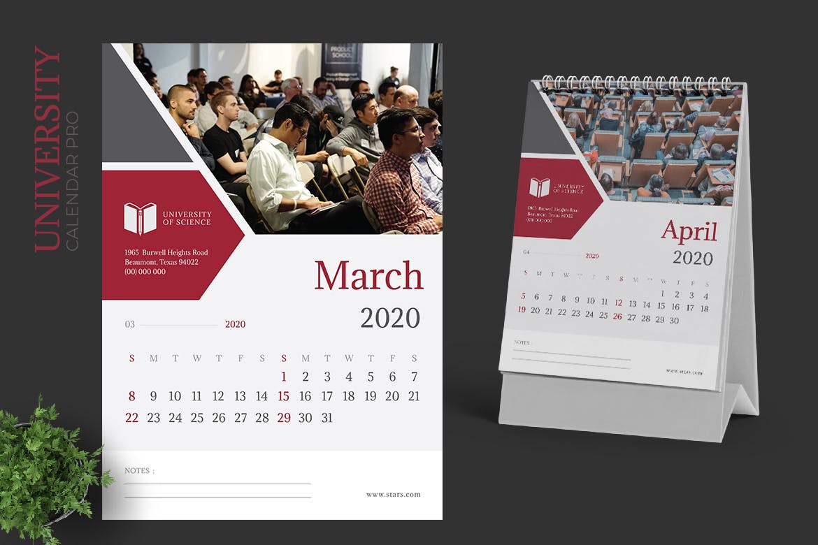 教育行业日历定制设计2020年活页台历设计模板 2020 University Education Calender Pro插图(2)