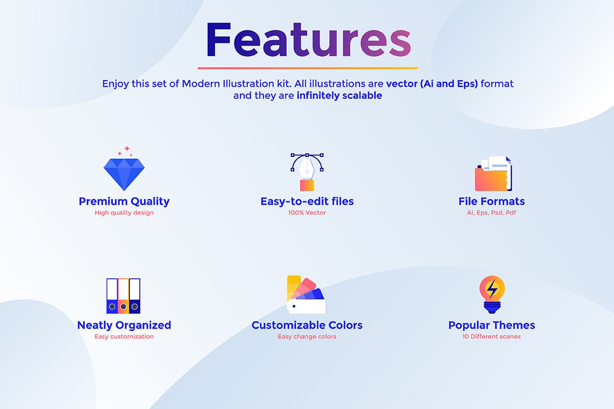 现代扁平化设计风格网站&APP设计素材库精选概念插画合集 Landing page templates kit插图(1)