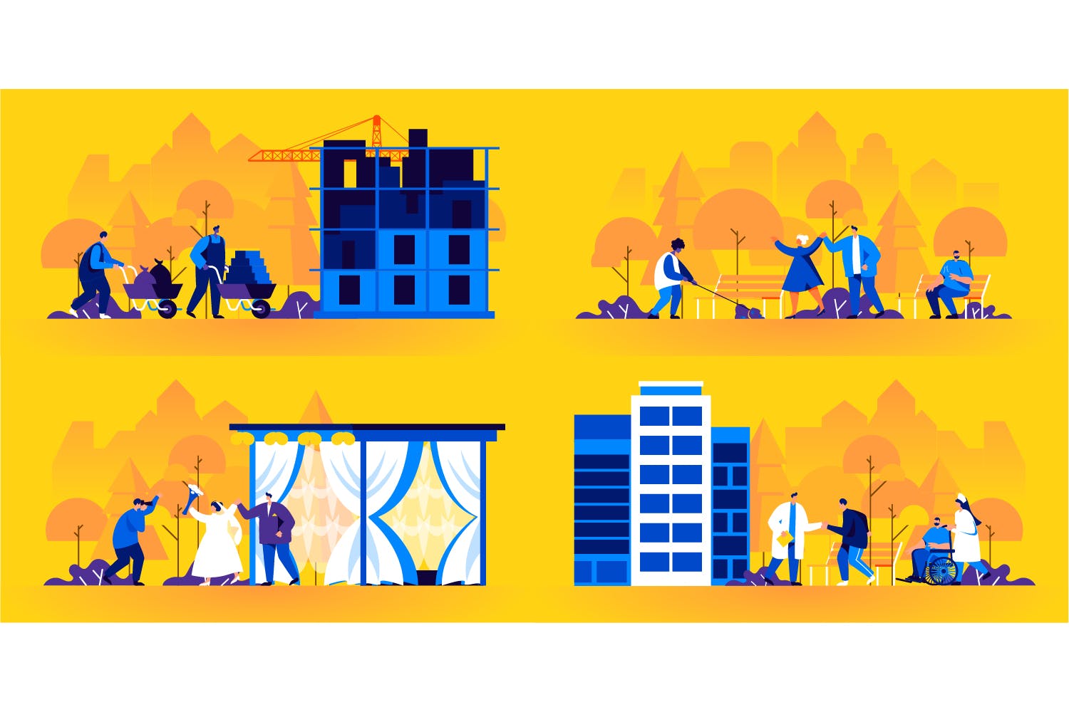 扁平设计风格人物场景网站&APP设计矢量插画素材 Flat People Scene Situation Landing Page插图(3)