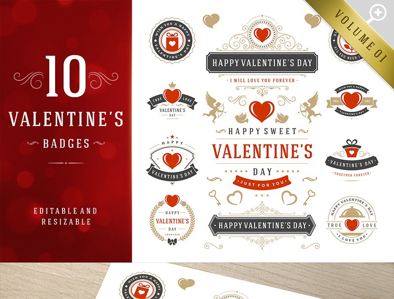 情人节主题矢量设计素材包 Valentine’s Day Bundle插图(1)