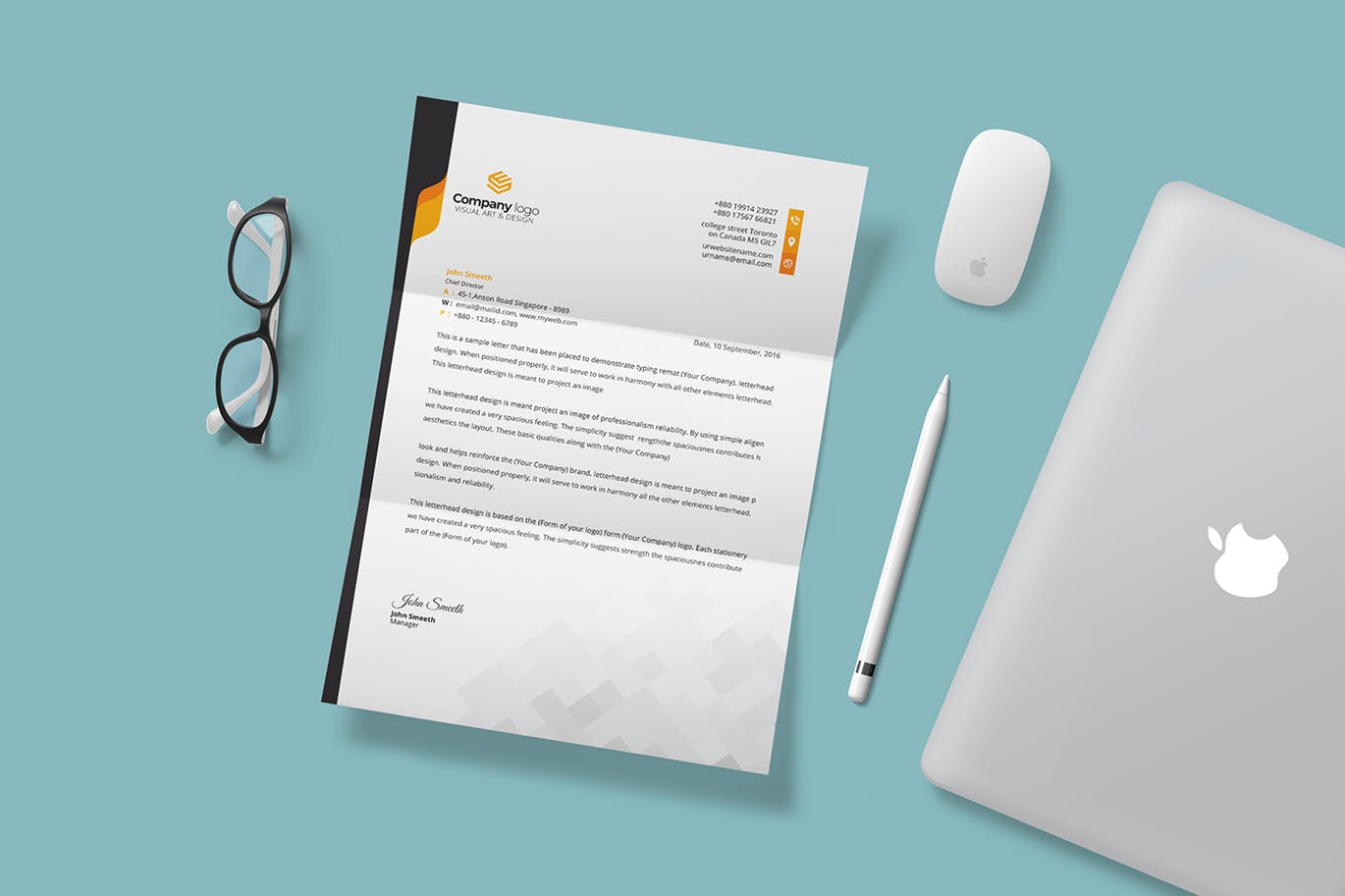 矢量可定制设计企业信纸模板 Letterhead插图(2)