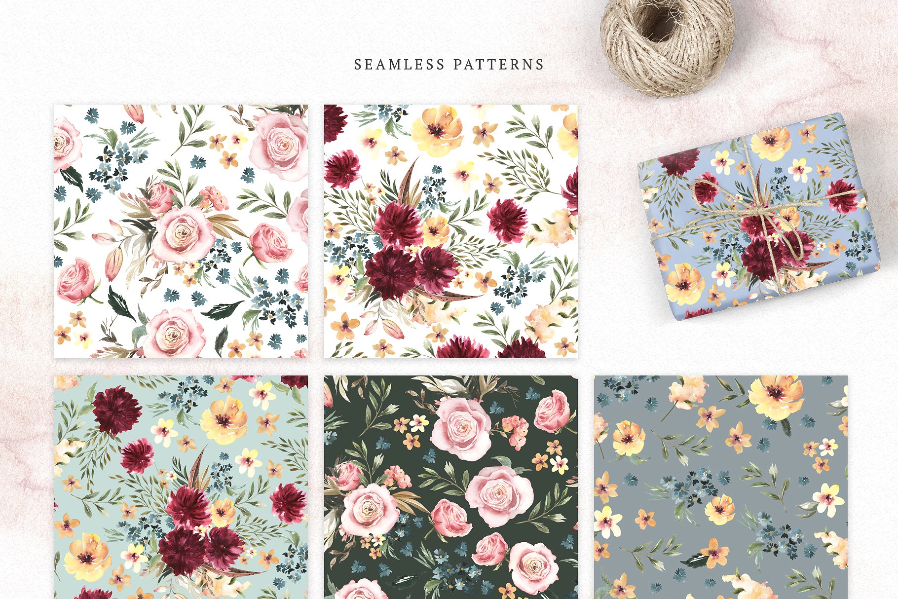 极力推荐：花卉图案纹理集合 Floral Patterns Bundle Vol.2 [3.45GB, 超过120款图案]插图(3)