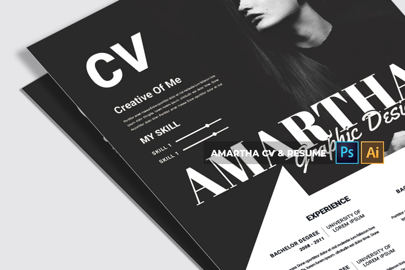 图形设计师/模特/时装设计师个人电子简历模板 Amartha | CV & Resume插图(3)