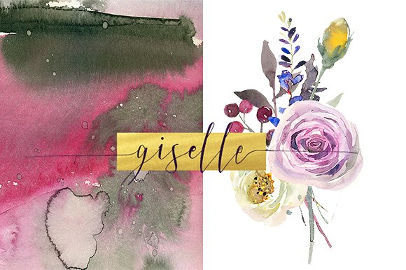 黄色粉色水彩花卉剪贴画合集 Watercolor Pink Yellow Flowers插图(18)