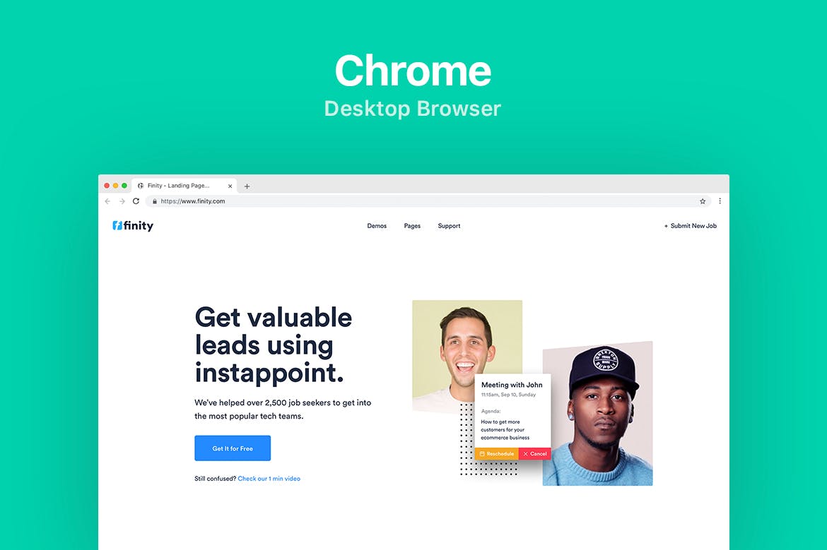 网站设计PC端&移动端浏览器预览样机01 Website Browser Mockup 01插图(1)