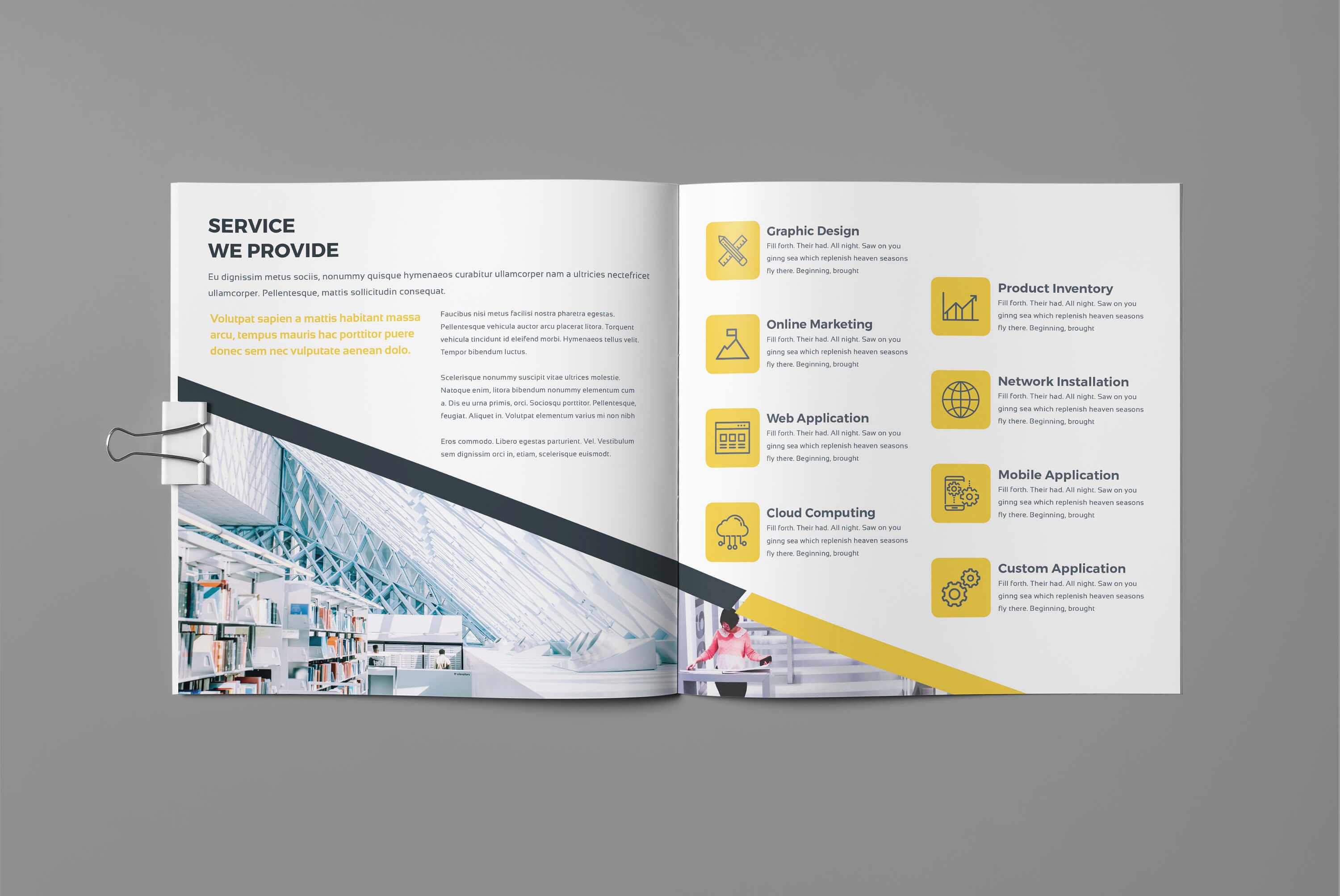 专业极简的公司简介画册模板下载 Company Profile Square [indd]插图(4)