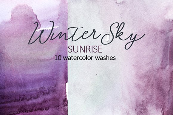 纯手绘水洗效果紫色水彩图案 Purple Watercolor Washes插图(3)