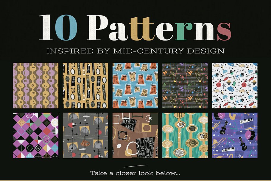 中世纪版画图案纹理合集 1950s Novelty Prints and Patterns插图(1)