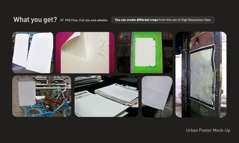 复古海报城市街道张贴效果预览样机 Poster Mockup Set – Urban插图(2)