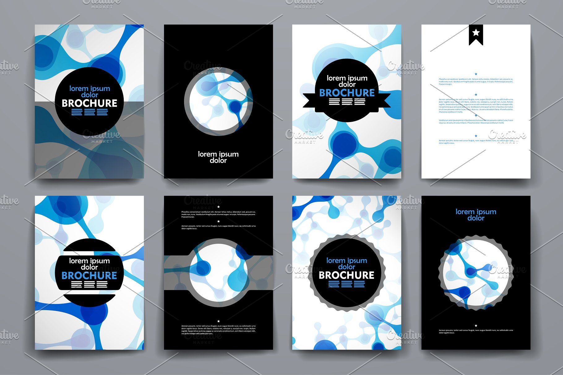 DNA抽象图形背景画册模板合集 Big Pack Brochures in DNA Style.插图(4)