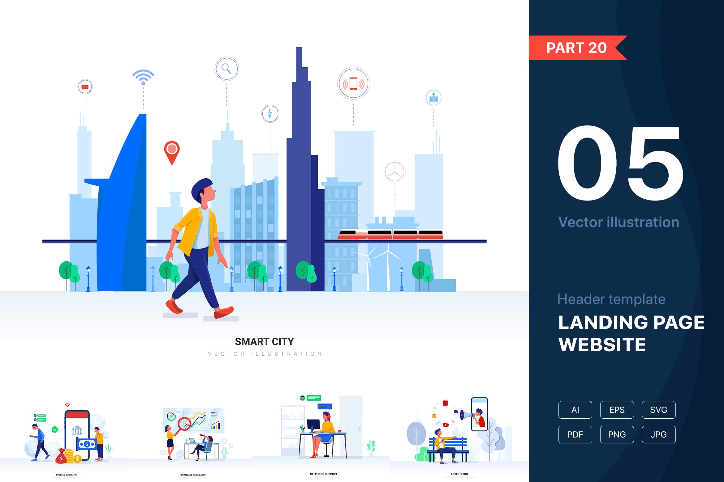 技术主题网站设计矢量插画素材集v20 [Part 20] Technology Vector Illustration Set插图