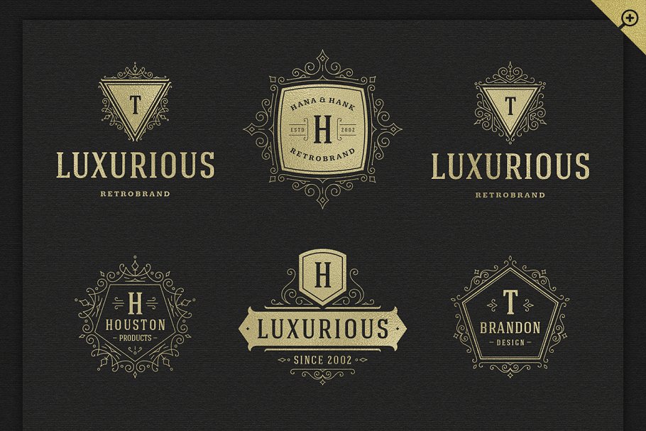 500个复古装饰风格Logo和徽章模板 500 ornaments logos & monograms插图(3)