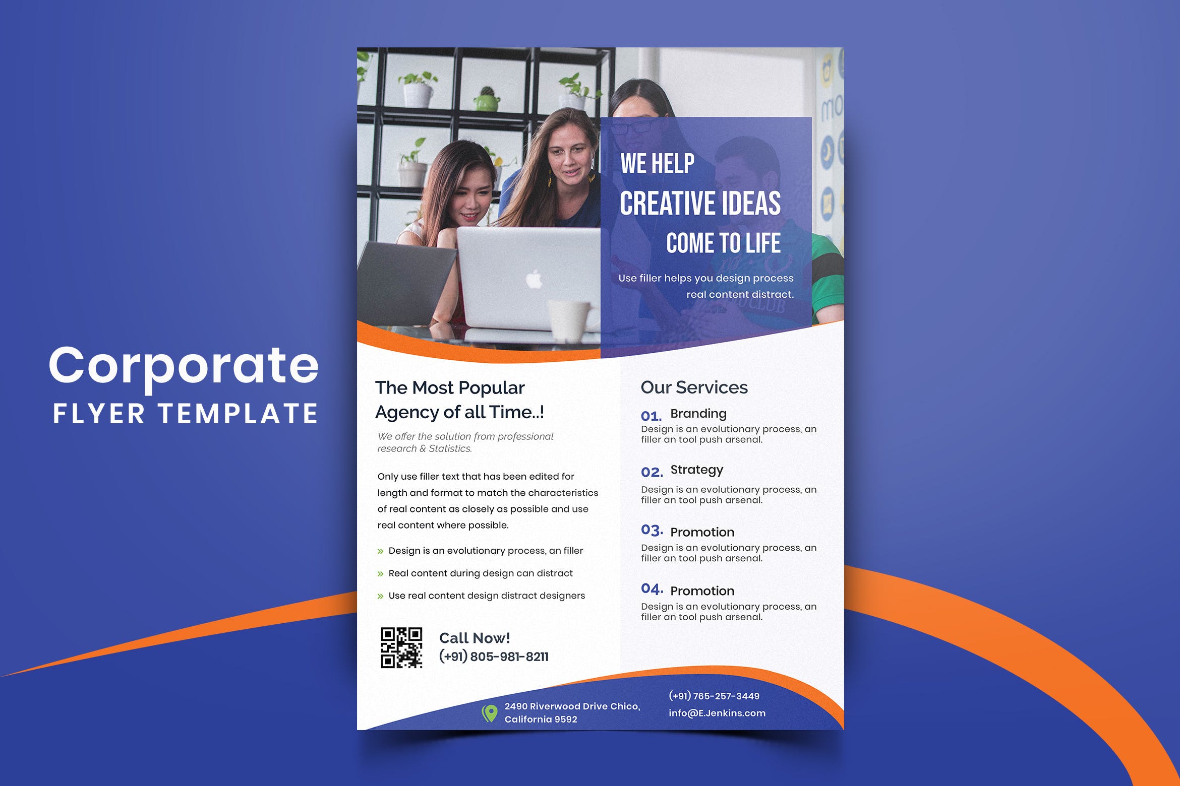 现代设计风格企业公司机构通用宣传单模板v06 Corporate Flyer Template-06插图