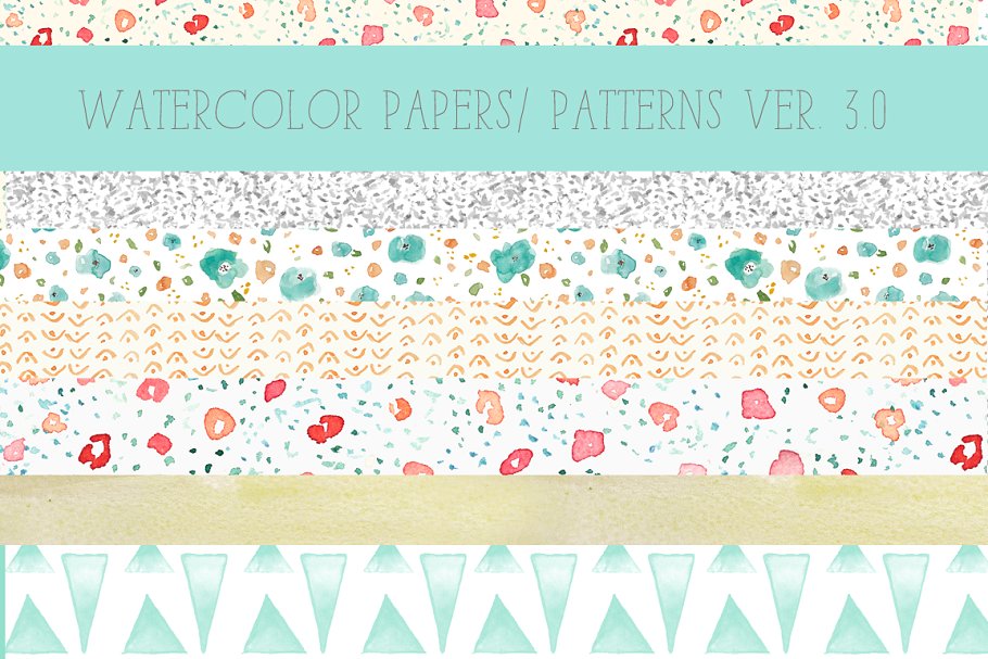 水彩碎花花瓣图形纹理 Watercolor Patterns 3.0插图(1)