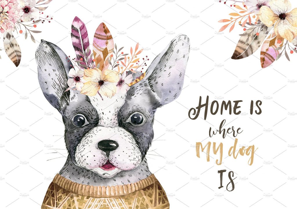 高质量手绘水彩狗狗合集[PNG, PSD]插图(8)