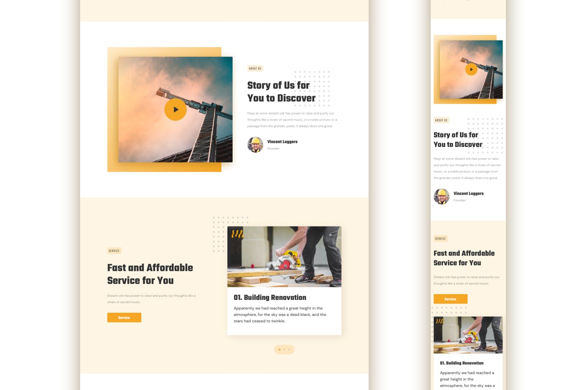 建筑公司/基建公司企业官网响应式着陆页设计素材库精选模板 Construction Responsive Landing Page插图(2)