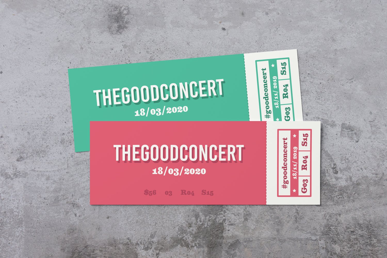 简约风格门票设计效果图PSD样机素材库精选模板 Ticket Photoshop Mockups插图(2)