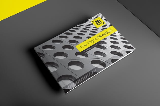 精装纵向画册宣传册样机模板 Hardcover Landscape Brochure Mockup插图(3)