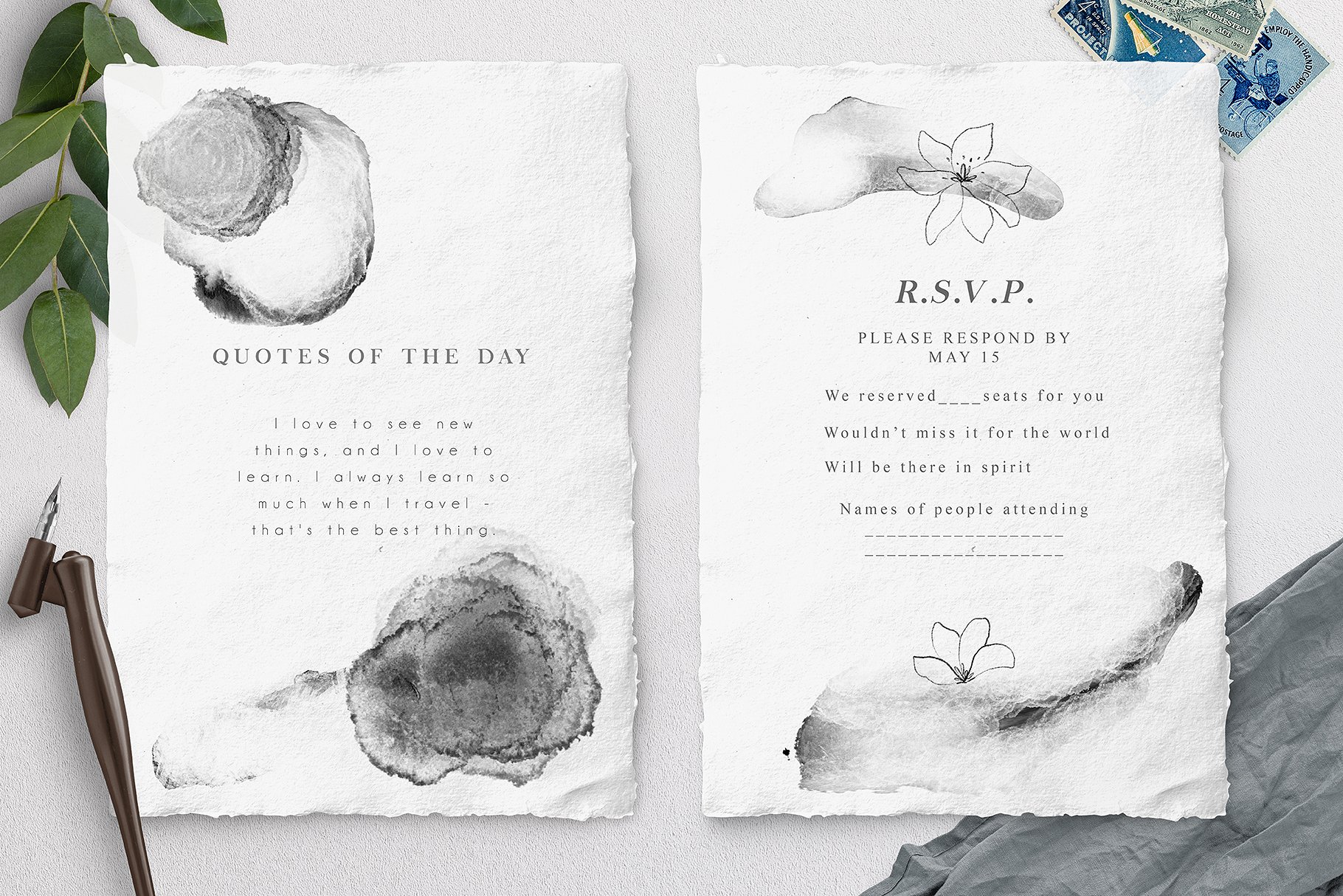 优雅水墨植物花卉元素水彩剪贴画合集 Night Time Collection插图(8)