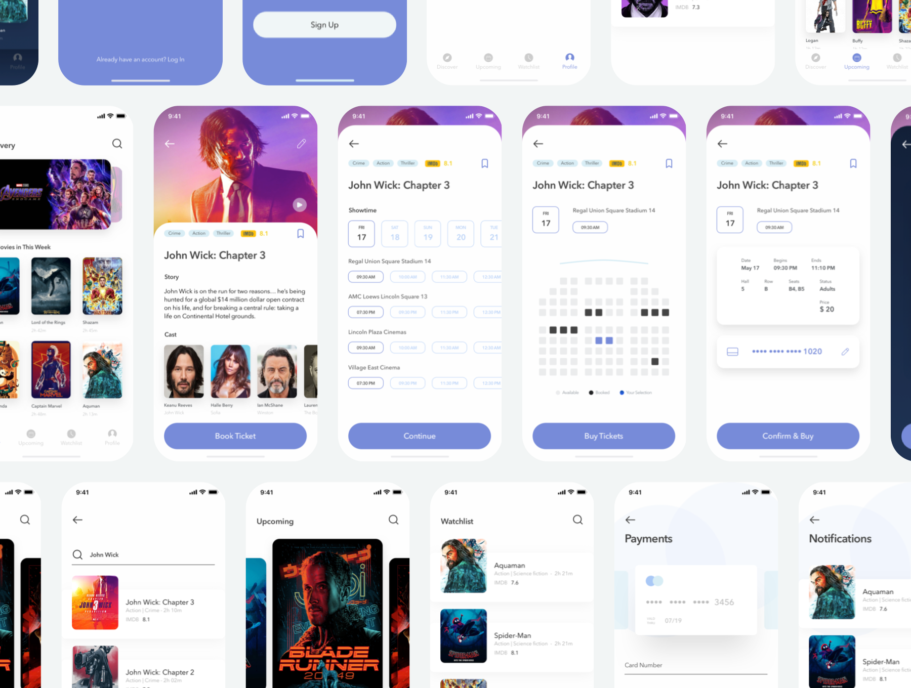 素材库下午茶：电影订座订票APP UI KIT套装模板插图(5)