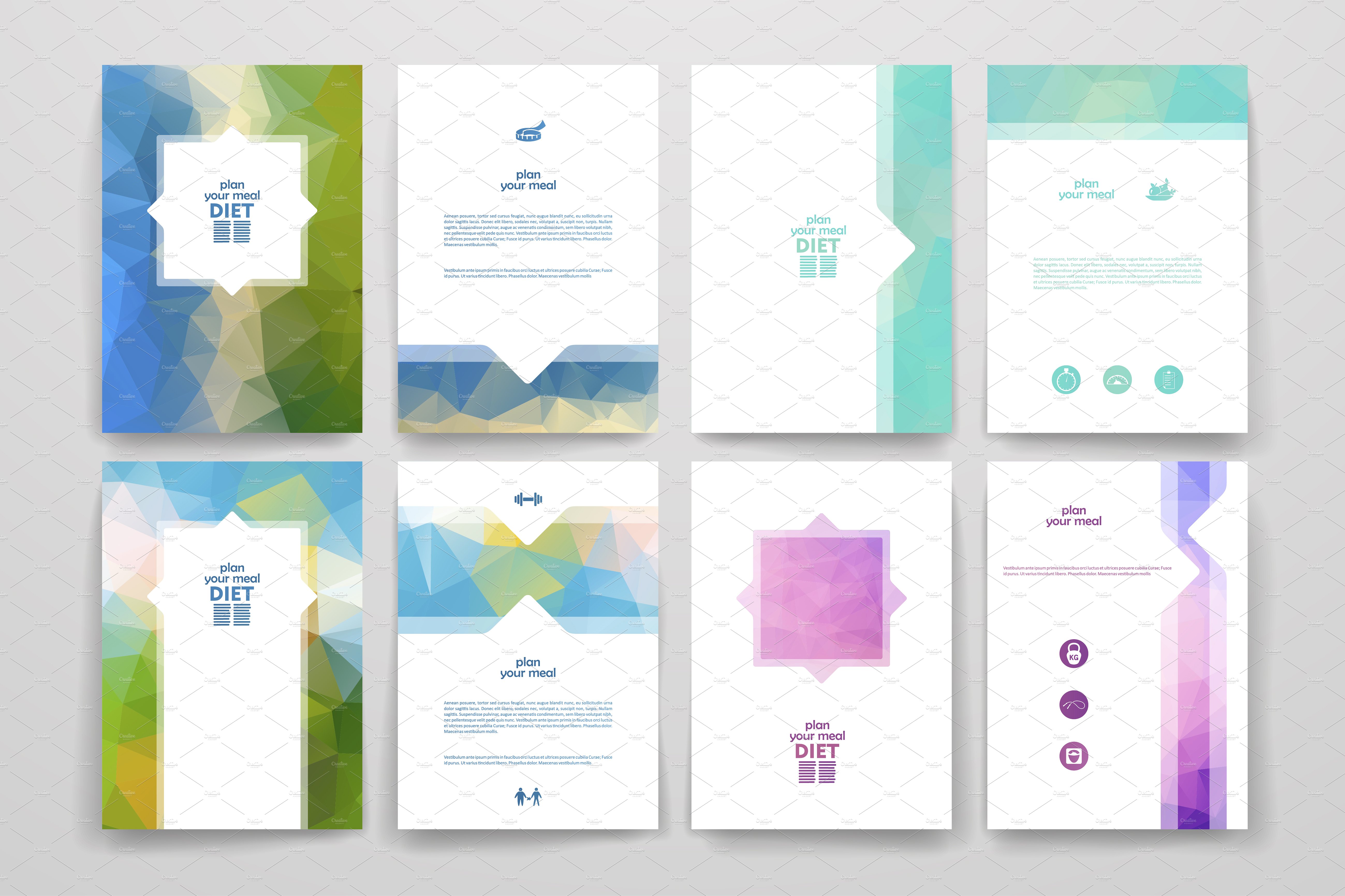 可用于饮食主题的小册子模板 Diet brochures插图