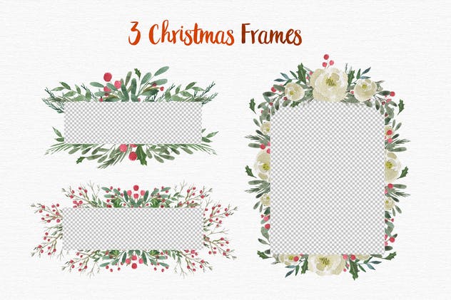 圣诞节水彩设计和剪贴画合集 Christmas Watercolor Designs and clipart插图(3)