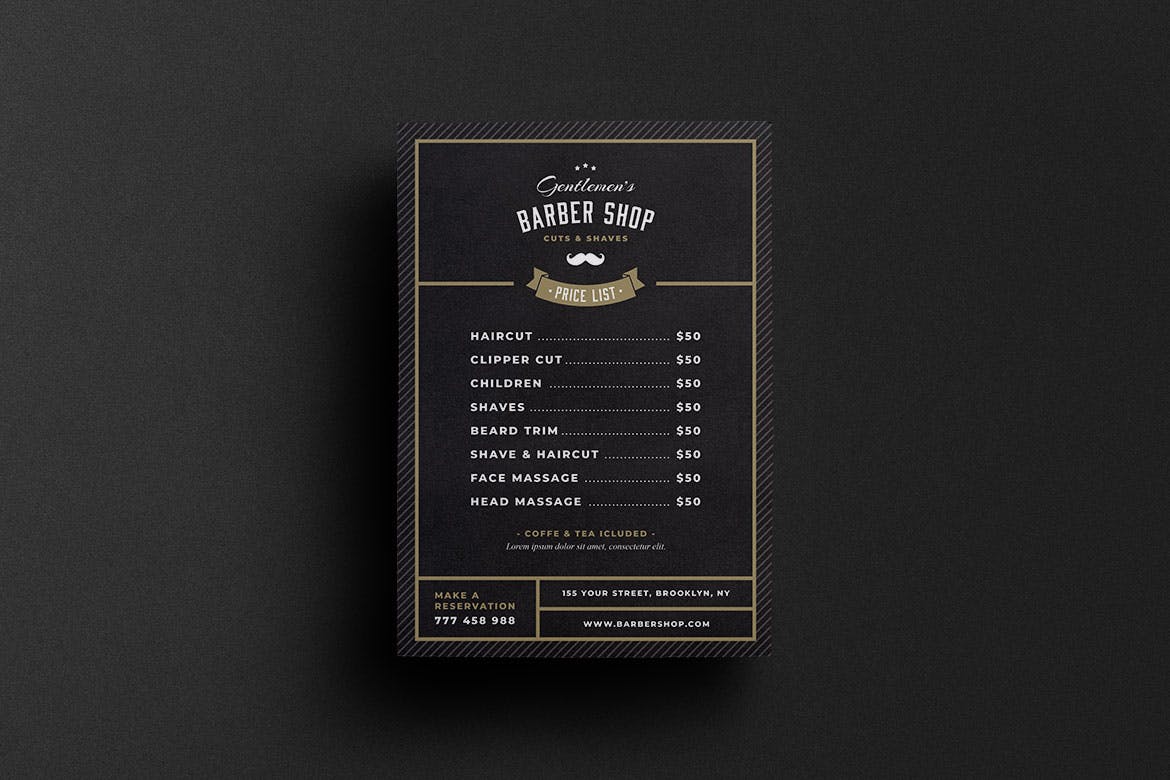 理发店美发沙龙主题促销广告海报传单模板 Barbershop Flyer插图(2)
