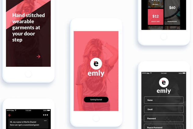 创意电商在线购物手机APP应用UI套件[SKETCH, PSD] Emly Creative Shopping App UI Kit插图(3)
