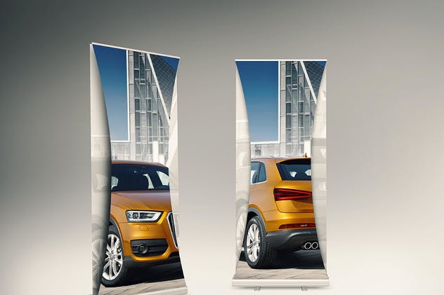 双层易拉宝Banner海报设计样机模板 Dual Roll-up Banner Mock-up插图(3)