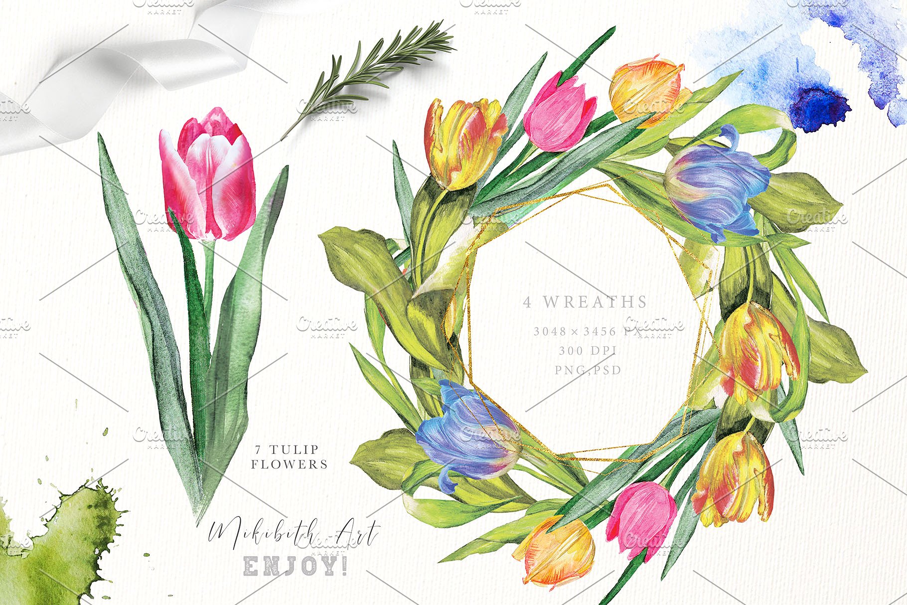 春季郁金香剪贴画 SPRING TULIPS插图(3)