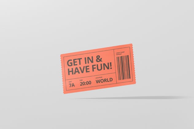 活动门票/电影票/优惠券样机模板 Event Ticket Mockup插图(4)